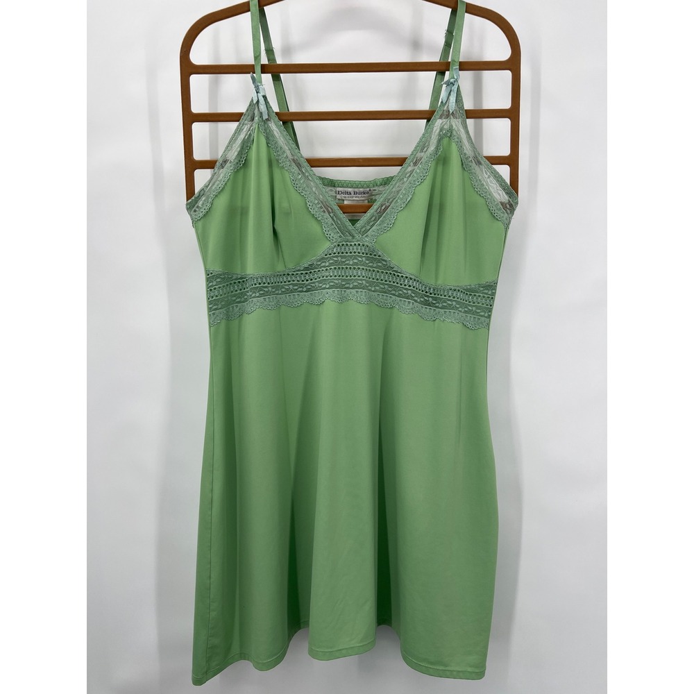 Delta Burke Green Nightwear Sleepwear 1X Lace Clubwear Glam‎ Fairycore